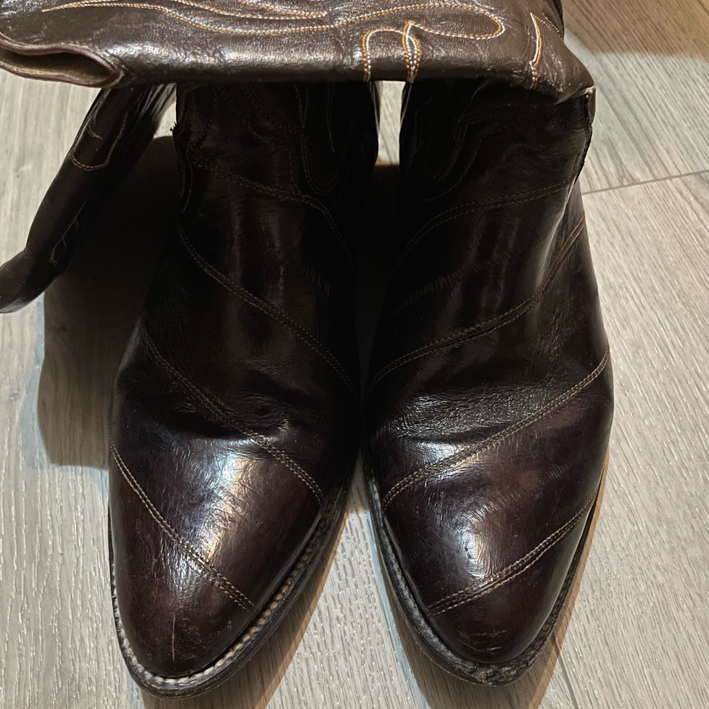 Brown Leather Cowboy Boots - Picture 3 of 8